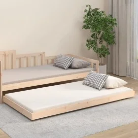Solid pine wood bed frame 90x200 cm by vidaXL, Beds and slatted bases - Ref: Foro24-823494, Price: 72,24 €, Discount: %
