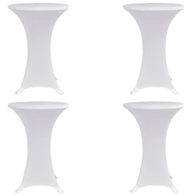 Mantel elástico para mesa alta 4 unidades blanco Ø80 cm