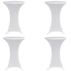 Mantel elástico para mesa alta 4 unidades blanco Ø70 cm