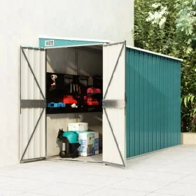Cobertizo de jardín pared acero galvanizado verde 118x288x178cm de vidaXL, Cobertizos - Ref: Foro24-316225, Precio: 216,77 €,...