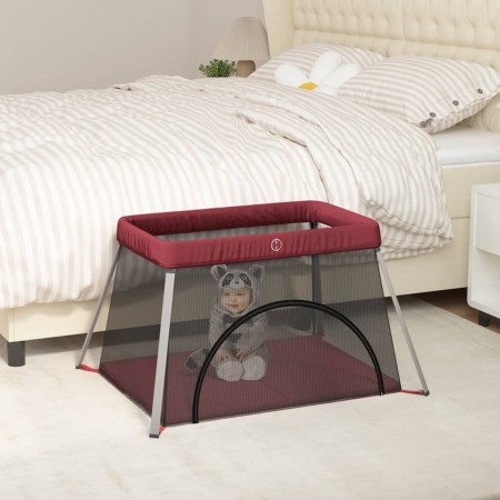 Laufstall für Babys mit Matratze aus rotem Leinenstoff von vidaXL, Baby-Laufgitter - Ref: Foro24-10305, Preis: 61,13 €, Rabat...