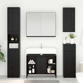Mueble de lavabo con estante Roble Negro 80 x 33 x 60 cm