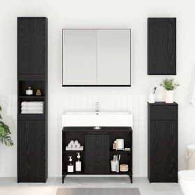 Mueble de lavabo con estante Roble Negro 80 x 33 x 60 cm en Tocadores de baño | Comprar online en Foro24