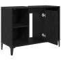 Mueble de lavabo con estante Roble Negro 80 x 33 x 60 cm