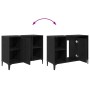 Mueble de lavabo con estante Roble Negro 80 x 33 x 60 cm