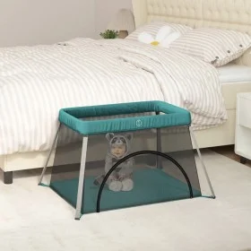 Playground for babies with green linen fabric mattress by vidaXL, Baby Playpens - Ref: Foro24-10306, Price: 67,18 €, Discount: %