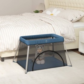 Babyspielplatz mit marineblauer Leinenstoffmatratze von vidaXL, Baby-Laufgitter - Ref: Foro24-10304, Preis: 60,62 €, Rabatt: %