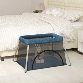 Parque infantil para bebés con colchón tela lino azul marino de vidaXL, Parques para bebés - Ref: Foro24-10304, Precio: 60,17...