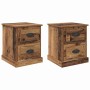 Armario de Noche con cajón 2 pcs Madera vieja 39 x 39 x 47.5 cm