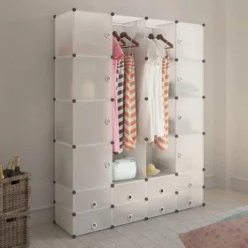 Armario modular con 18 compartimentos blanco 37x146x180,5 cm de vidaXL, Armarios roperos - Ref: Foro24-240502, Precio: 112,34...