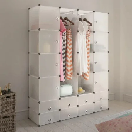 Armario modular con 18 compartimentos blanco 37x146x180,5 cm de vidaXL, Armarios roperos - Ref: Foro24-240502, Precio: 112,63...