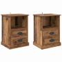 Armario de Noche con cajón 2 pcs Madera vieja 43 x 36 x 60 cm