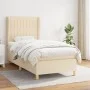 Box spring bed with cream fabric mattress 90x200 cm by vidaXL, Beds and slatted bases - Ref: Foro24-3128658, Price: 335,63 €,...