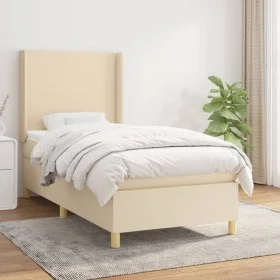 Boxspringbett mit cremefarbener Stoffmatratze 90x200 cm von vidaXL, Betten und Lattenroste - Ref: Foro24-3131806, Preis: 328,...