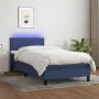 Box spring bed with mattress and LED blue fabric 90x190 cm by vidaXL, Beds and slatted bases - Ref: Foro24-3132963, Price: 31...