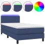 Box spring bed with mattress and LED blue fabric 90x190 cm by vidaXL, Beds and slatted bases - Ref: Foro24-3132963, Price: 31...