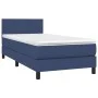 Box spring bed with mattress and LED blue fabric 90x190 cm by vidaXL, Beds and slatted bases - Ref: Foro24-3132963, Price: 31...