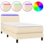 Box spring bed with mattress and LED cream fabric 90x200 cm by vidaXL, Beds and slatted bases - Ref: Foro24-3132970, Price: 2...
