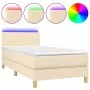 Boxspringbett-Matratze und LED-Leuchten, cremefarbener Stoff, 90 x 200 cm von vidaXL, Betten und Lattenroste - Ref: Foro24-31...