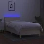 Boxspringbett-Matratze und LED-Leuchten, cremefarbener Stoff, 90 x 200 cm von vidaXL, Betten und Lattenroste - Ref: Foro24-31...