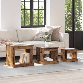 Mesa de Café 3 pcs Madera Vieja Madera contrachapada en Mesitas de noche | Comprar online en Foro24