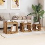 Mesa de Café 3 pcs Madera Vieja Madera contrachapada