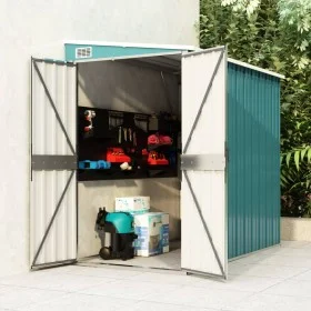 Cobertizo de jardín pared acero galvanizado verde 118x194x178cm de vidaXL, Cobertizos - Ref: Foro24-316221, Precio: 174,24 €,...