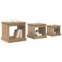 Mesa de Café 3 pcs Roble artesanal Madera contrachapada