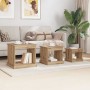 Mesa de Café 3 pcs Roble artesanal Madera contrachapada