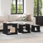 Mesa de Café 3 pcs Roble Negro Madera contrachapada