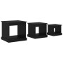 Mesa de Café 3 pcs Roble Negro Madera contrachapada