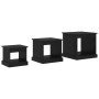 Mesa de Café 3 pcs Roble Negro Madera contrachapada