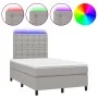 Box spring bed with fabric mattress and light gray LED 120x200 cm by vidaXL, Beds and slatted bases - Ref: Foro24-3135181, Pr...