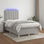 Cama box spring con colchón tela y LED gris claro 120x200 cm de vidaXL, Camas y somieres - Ref: Foro24-3135741, Precio: 426,2...