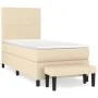 Box spring bed with cream fabric mattress 90x200 cm by vidaXL, Beds and slatted bases - Ref: Foro24-3136410, Price: 370,77 €,...