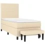 Box spring bed with cream fabric mattress 90x200 cm by vidaXL, Beds and slatted bases - Ref: Foro24-3136410, Price: 370,77 €,...