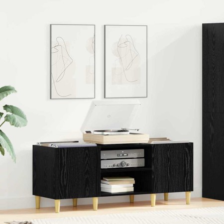 Mueble para discos de vinilo Roble Negro 121 x 38 x 48 cm