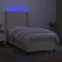 Box spring bed mattress and LED lights cream fabric 90x200 cm by vidaXL, Beds and slatted bases - Ref: Foro24-3138130, Price:...