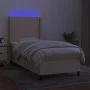 Box spring bed mattress and LED lights cream fabric 90x200 cm by vidaXL, Beds and slatted bases - Ref: Foro24-3138450, Price:...