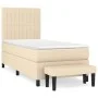 Box spring bed with cream fabric mattress 90x200 cm by vidaXL, Beds and slatted bases - Ref: Foro24-3136730, Price: 356,36 €,...