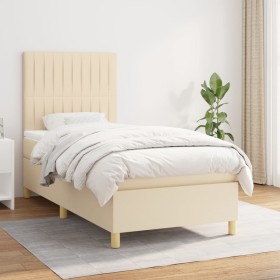 Boxspringbett mit cremefarbener Stoffmatratze 90x200 cm von vidaXL, Betten und Lattenroste - Ref: Foro24-3142470, Preis: 324,...