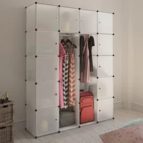 Modularer Kleiderschrank mit 14 Fächern weiß 37x146x180,5 cm von vidaXL, Kleiderschränke - Ref: Foro24-240500, Preis: 89,50 €...