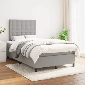 Box spring bed with light gray fabric mattress 120x200 cm by vidaXL, Beds and slatted bases - Ref: Foro24-3142081, Price: 403...