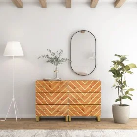 Auxiliary cabinet 2 pcs black brown mango wood 60x33.5x75cm by vidaXL, Sideboards - Ref: Foro24-3206281, Price: 291,89 €, Dis...