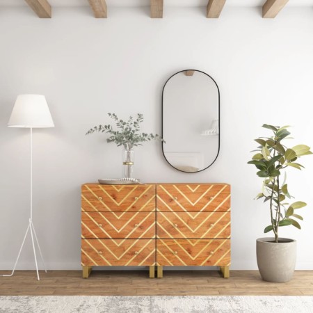 Beistellschrank 2 Stk. schwarzbraunes Mangoholz 60x33,5x75cm von vidaXL, Sideboards - Ref: Foro24-3206281, Preis: 297,10 €, R...