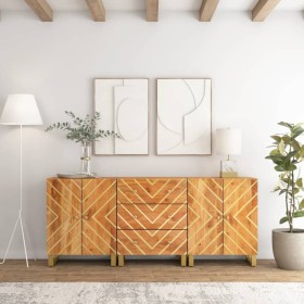 Auxiliary cabinet 3 pcs black brown mango wood 60x33.5x75cm by vidaXL, Sideboards - Ref: Foro24-3206282, Price: 397,55 €, Dis...