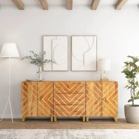 Auxiliary cabinet 3 pcs black brown mango wood 60x33.5x75cm by vidaXL, Sideboards - Ref: Foro24-3206282, Price: 391,27 €, Dis...