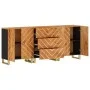 Beistellschrank 3 Stück schwarzbraunes Mangoholz 60x33,5x75cm von vidaXL, Sideboards - Ref: Foro24-3206282, Preis: 391,24 €, ...