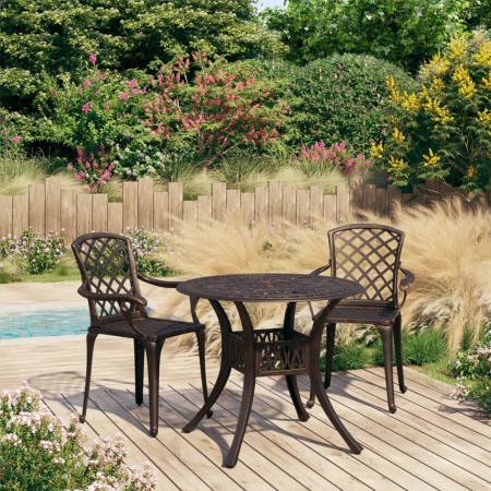 Bistrotisch und Stühle 3 Stück Aluminiumguss Bronzefarbe von vidaXL, Gartensets - Ref: Foro24-3070583, Preis: 474,76 €, Rabat...