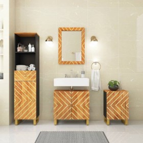 Juego muebles de baño 4 pzas madera maciza mango marrón y negro de vidaXL, Muebles de baño - Ref: Foro24-3206291, Precio: 328...